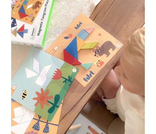 TOOKY TOY Puzzle Tangram Układanka dla Dzieci Nauka Kształtów Figury Kształty 18el.