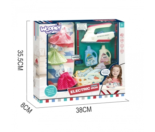 WOOPIE Zestaw XXL Deska do Prasowania z Żelazkiem Wieszakiem Koszem na Pranie i Ubraniami 14 el.