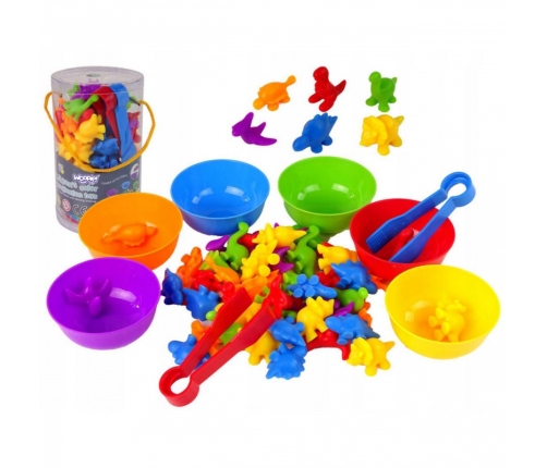 WOOPIE Gra Edukacyjna Sorter Kolorów Dinozaury 56 el.