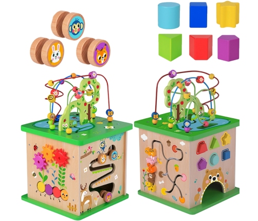 TOOKY TOY Kostka Edukacyjna Sorter Labirynt Przeplatanka Zwierzątka