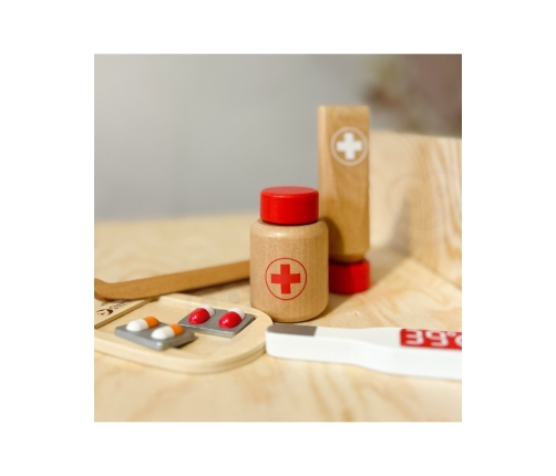 CLASSIC WORLD Drewniany Zestaw Walizka Małego Doktora Lekarza 19 el.