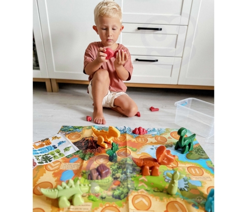 WOOPIE Zestaw Konstrukcyjny 2w1 Gra Planszowa Dinozaury + Kostka 46 el.