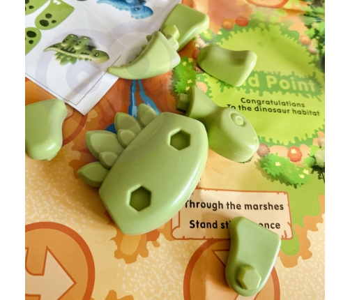 WOOPIE Zestaw Konstrukcyjny 2w1 Gra Planszowa Dinozaury + Kostka 46 el.