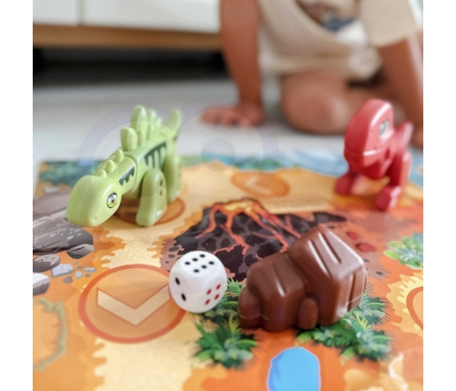 WOOPIE Zestaw Konstrukcyjny 2w1 Gra Planszowa Dinozaury + Kostka 46 el.