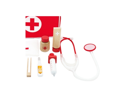 CLASSIC WORLD Drewniany Zestaw Walizka Małego Doktora Lekarza 19 el.