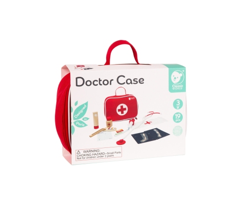 CLASSIC WORLD Drewniany Zestaw Walizka Małego Doktora Lekarza 19 el.