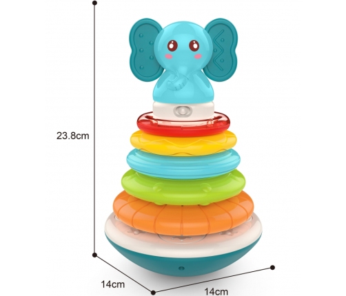 WOOPIE BABY Piramida Wieża Interaktywna Słonik z Obręczami Grzechotka