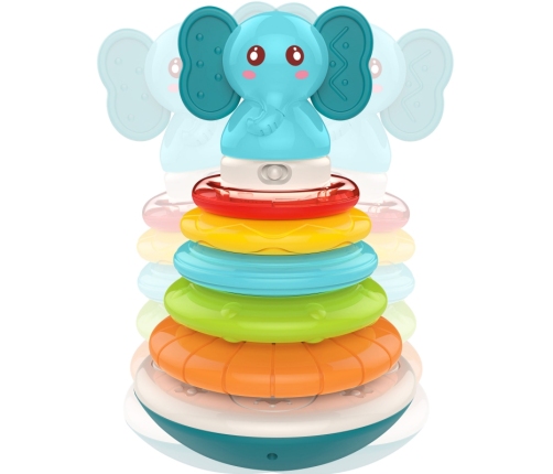 WOOPIE BABY Piramida Wieża Interaktywna Słonik z Obręczami Grzechotka