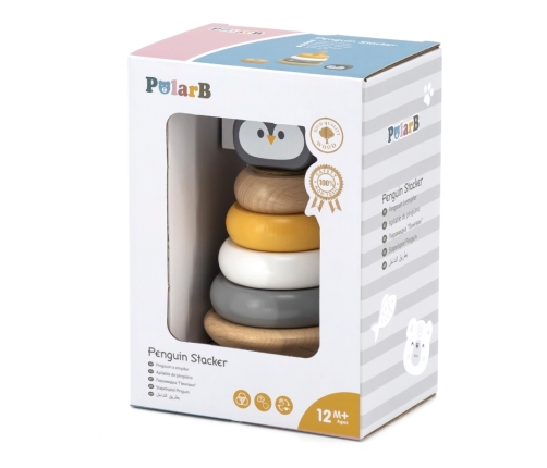 VIGA PolarB Drewniana Piramidka Edukacyjna - Pingwinek