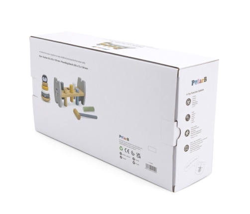 VIGA PolarB Zestaw Drewniana Piramidka + Przebijanka z Młoteczkiem Pingwinek Montessori