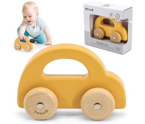 VIGA PolarB Drewniany Samochodzik do Pchania Żółty