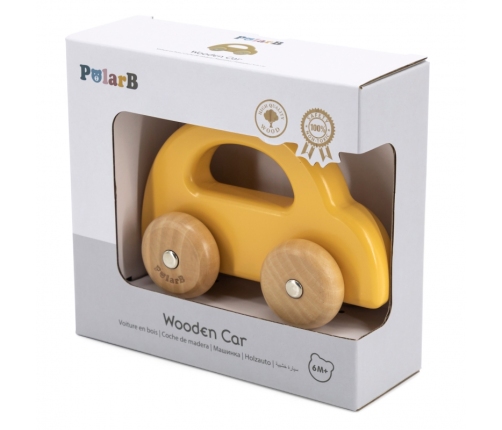 VIGA PolarB Drewniany Samochodzik do Pchania Żółty