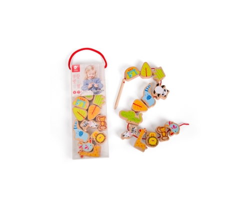 CLASSIC WORLD Drewniane Klocki do Nawlekania ZOO 13 el.