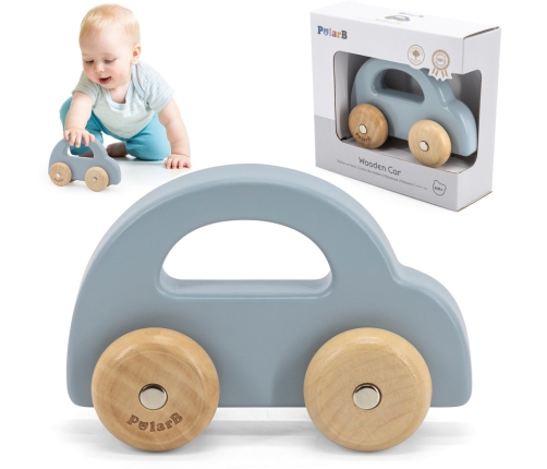 VIGA PolarB Drewniany Samochodzik do Pchania Niebieski