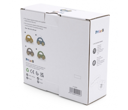 VIGA PolarB Drewniany Samochodzik do Pchania Niebieski