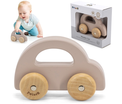 VIGA PolarB Drewniany Samochodzik do Pchania Brązowy