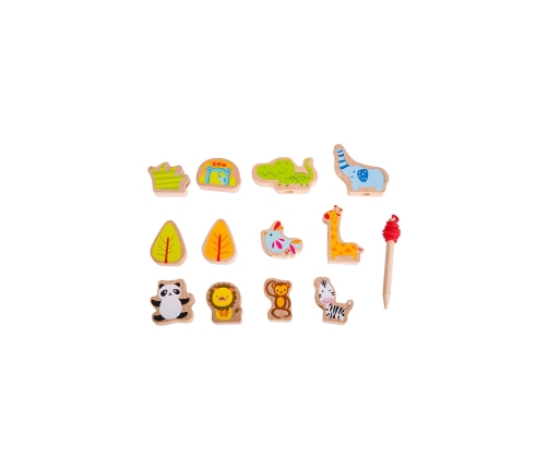 CLASSIC WORLD Drewniane Klocki do Nawlekania ZOO 13 el.