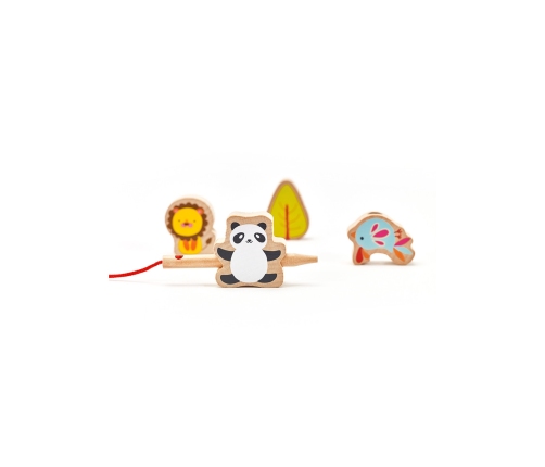 CLASSIC WORLD Drewniane Klocki do Nawlekania ZOO 13 el.