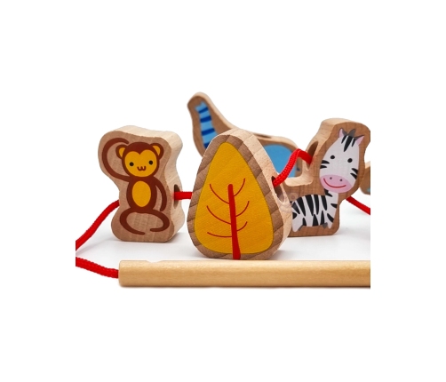 CLASSIC WORLD Drewniane Klocki do Nawlekania ZOO 13 el.