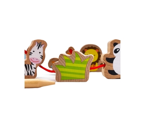 CLASSIC WORLD Drewniane Klocki do Nawlekania ZOO 13 el.