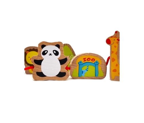 CLASSIC WORLD Drewniane Klocki do Nawlekania ZOO 13 el.