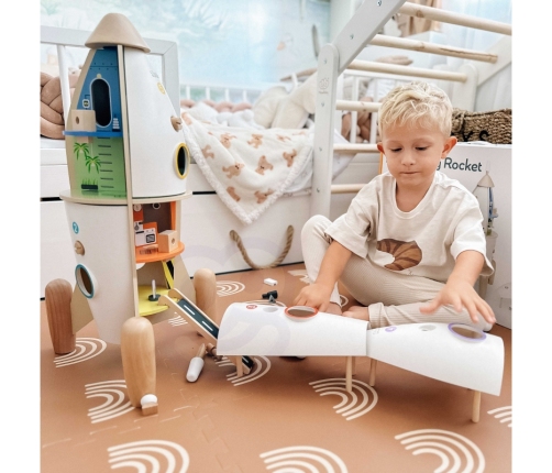 CLASSIC WORLD Drewniana Rakieta Domek dla Dzieci + Figurki Akc.