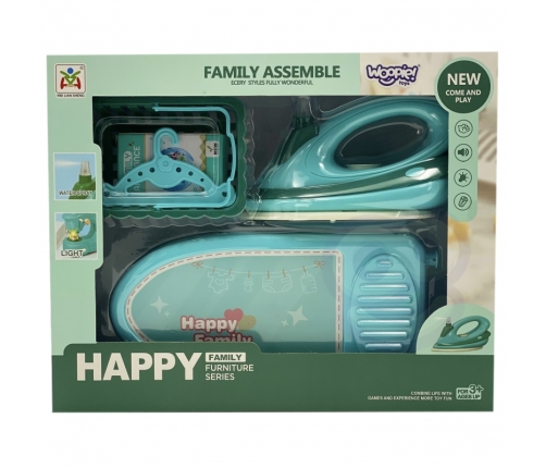 WOOPIE Zestaw do Prasowania 2w1 Deska Żelazko + Kosz na Pranie 6 el.