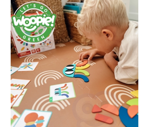 WOOPIE GREEN Drewniana Układanka Montessori 40 Wzorów do Odtworzenia 55 el. Certyfikat FSC