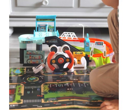 WOOPIE Parking Garaż z Interaktywną Kierownicą + 4 Auta