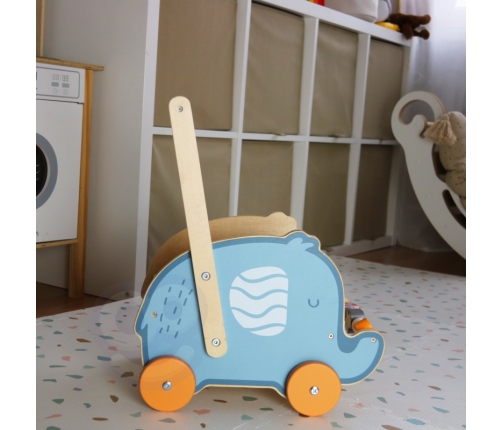 VIGA PolarB Drewniany Wózek 2w1 Chodzik Pchacz Słonik