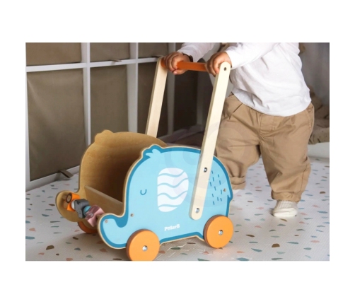 VIGA PolarB Drewniany Wózek 2w1 Chodzik Pchacz Słonik