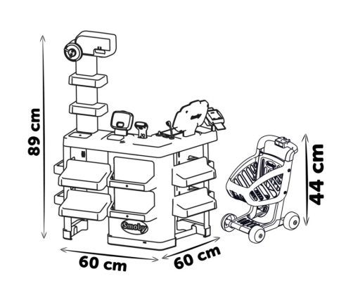 SMOBY Sklep Supermarket z Wózkiem Kasą i Elektronicznym Skanerem
