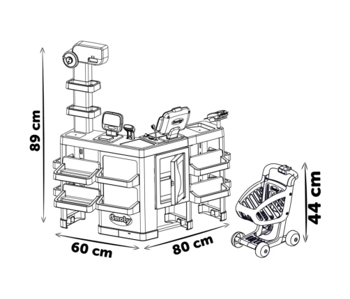 SMOBY Maximarket Wózek Elektroniczną Kasą ze Skanerem Waga i Lodówka