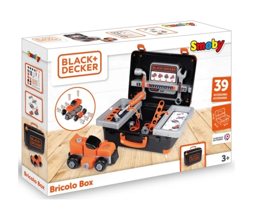 SMOBY Black & Decker Walizka z Narzędziami + Samochód w Częściach