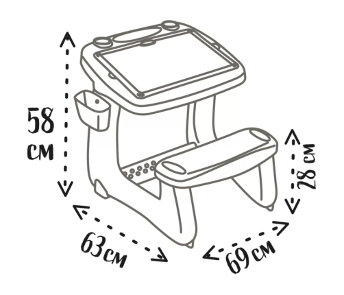 SMOBY Dwustronne Biurko Ławka Tablica 2w1 + 80 akcesoriów