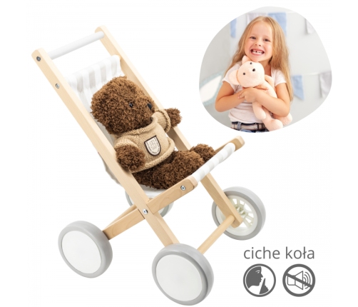 VIGA Drewniany Wózek Dla Lalek Spacerówka