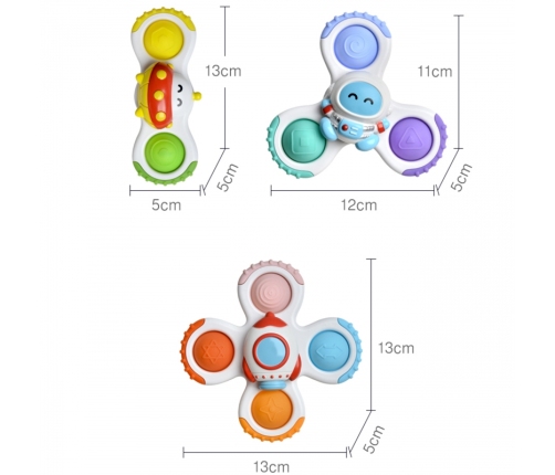 WOOPIE BABY Spinner Zabawka Sensoryczna Rakieta Kosmita Ufo 3 szt.