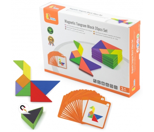 VIGA Tangram Drewniana Gra Logiczna Układanka Certyfikat FSC