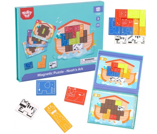 TOOKY TOY Układanka Magnetyczna Montessori Logiczna Puzzle Tetris Arka Noego 26 el.