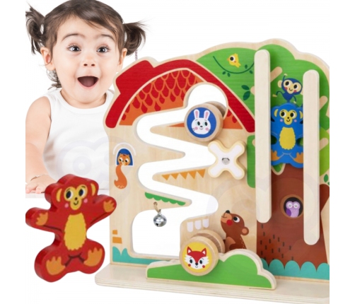 TOOKY TOY Drewniana Tablica Manipulacyjna Montessori Labirynt