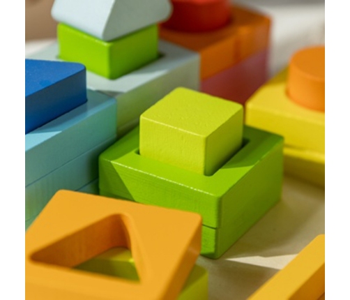 CLASSIC WORLD Układanka Nauka Kształtów i Liczenia 5w1 Domino Sorter MONTESSORI 28 el.