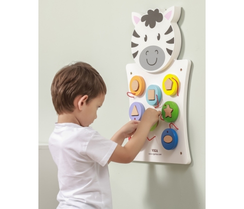 VIGA Drewniana Tablica Manipulacyjna Zebra Certyfikat FSC Montessori