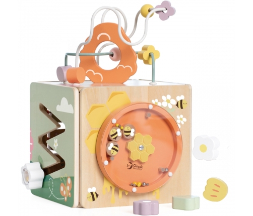 CLASSIC WORLD Drewniana Kostka Edukacyjna Sensoryczna 5w1