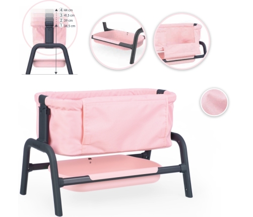 SMOBY Łóżeczko Maxi-Cosi Quinny dla Lalek 38 cm ze Schowkiem i Regulacją Wysokości