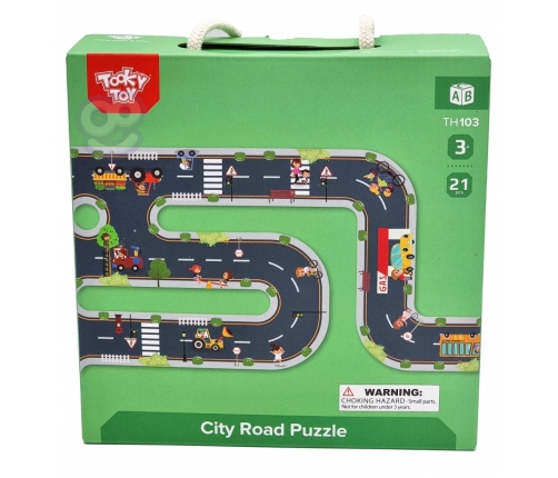 TOOKY TOY Droga Autostrada Puzzle + Pojazdy Samochody Znaki Drogowe