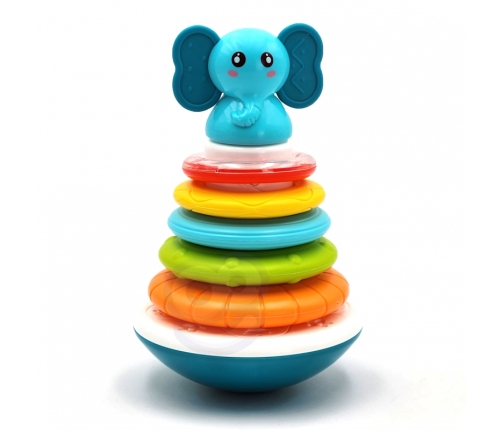 WOOPIE BABY Piramida Wieża Interaktywna Słonik z Obręczami Grzechotka