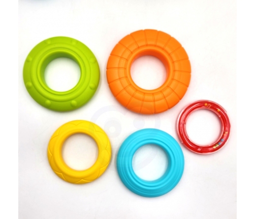 WOOPIE BABY Piramida Wieża Interaktywna Słonik z Obręczami Grzechotka