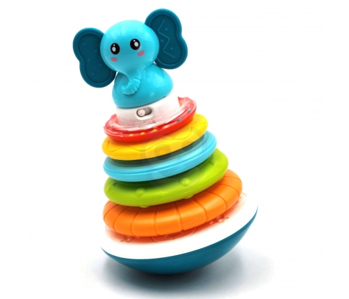 WOOPIE BABY Piramida Wieża Interaktywna Słonik z Obręczami Grzechotka