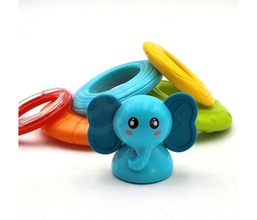 WOOPIE BABY Piramida Wieża Interaktywna Słonik z Obręczami Grzechotka