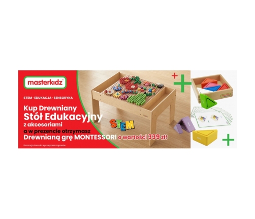 MASTERKIDZ Drewniany Stół Edukacyjny +AKCESORIA STEM WALL